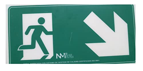 Normaluz Rd11140 - Señal Luminiscente Salida Escalera Derecha Abajo Clase B Pvc 0,7Mm 32X16Cm Con Cte, Ripci Y Apto Para La Nueva Legislación