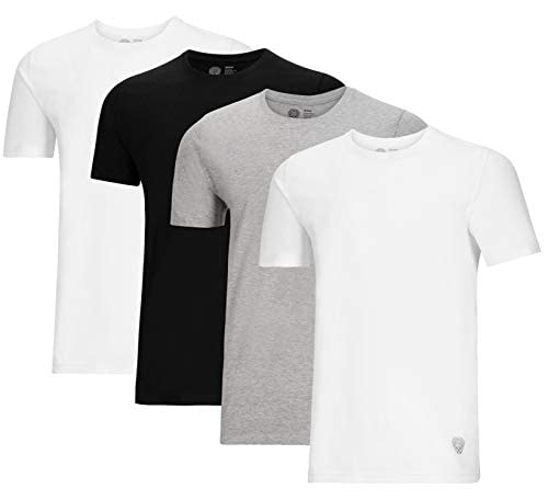 Vince Camuto Men's Undershirt - 4 Pack Cotton Crewneck Undershirt (Size: S-Xl), Size Medium, White/Grey Heather/Black/White #TOP12