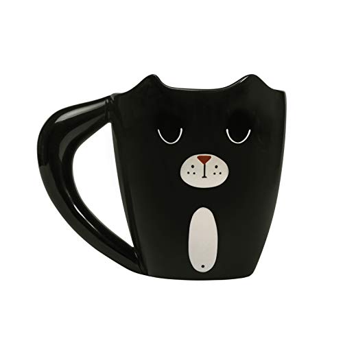 thumbs Up! - Cat Mug - Tasse Céramique du changement de couleur en forme d'une chatte - queue est le poignée - noir / brun - 275ml - 1001557