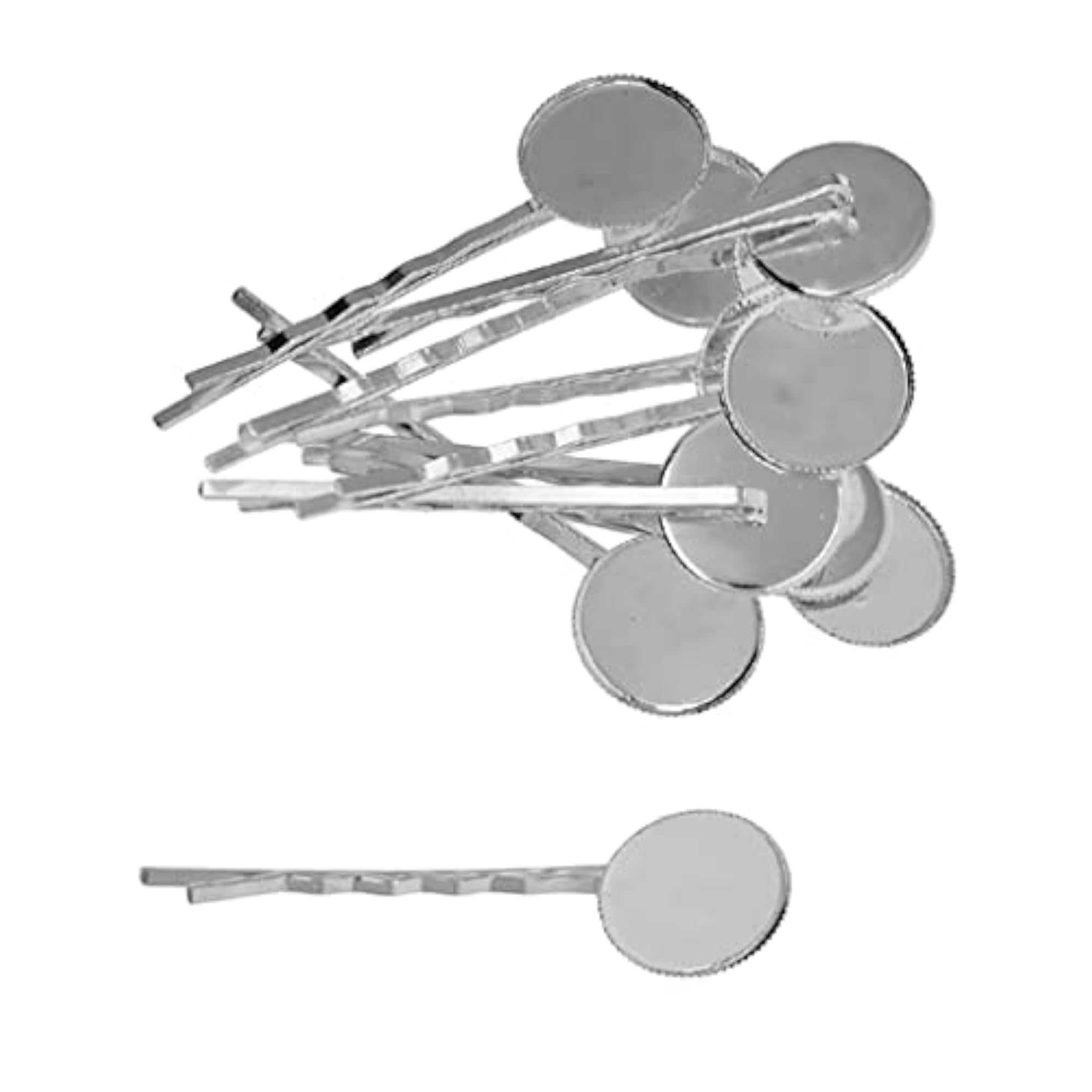 10pc Hairpin Base Setting Cabochon Tray Clips, Silver