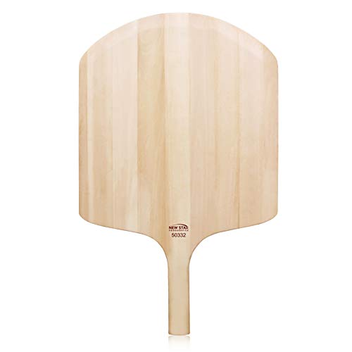 Image of New Star Foodservice 50332 Restaurant-Grade Wooden Pizza Peel, 18 inch L x 16 inch W Plate, with 8 inch L Wooden Handle, 26 inch Overall Length