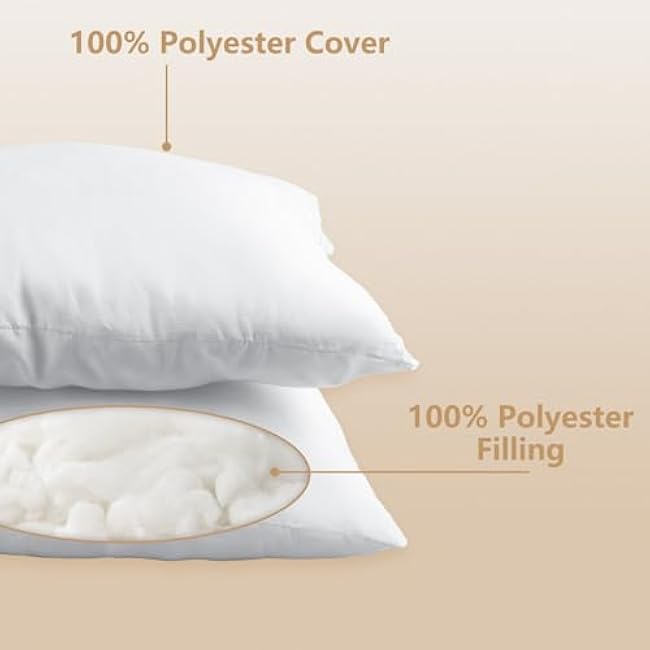 Luxury Pillow Inserts, Pack of 4, 18 x 18 inches Hypoallergenic Ultra Soft White Polyester Microfiber Durable Couch Cushion Fillers