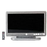 Das TV-Gerät ist aus Kunststoff und in grau gemacht. Sein Flachbildfernseher mit Fernbedienung macht es eine große Sammlung von Puppenhaus mit einem schönen Bild auf dem Bildschirm.