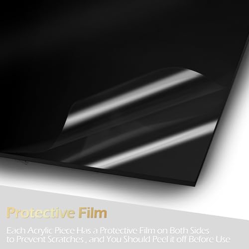 Image of 3 Pack 12 inch x 12 inch Black Acrylic Sheets 1 /8 inch Thick (3mm) Cast Acrylic Plexiglass Sheets Black Plastic Sheets for Sign, Laser Engraving and Cutting, Crafting, DIY Display Projects