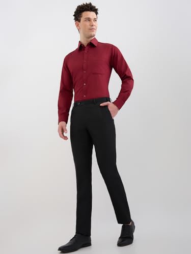 Image of Raymond Men Slim Fit Structure Pattern Pure Cotton Semi Cutaway Collar Full Sleeve Formal Shirt