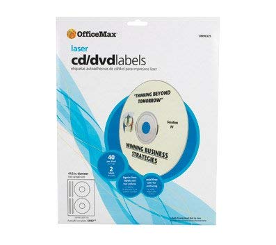 officemax Inkjet, CD/DVD Etiketten, 40/BOX, weiß