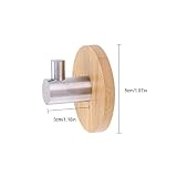 Fdit Haczyki samoprzylepne naturalny bambus stal nierdzewna wieszak ścienny wieszak na klucze wieszak na ręczniki kuchnia łazienka (Single Hook)