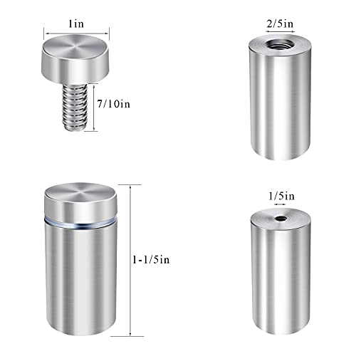 Osring 16Pcs Wall Standoffs Holder 1 X 1-1/5 Inch Sign Standoff Mounting Hardware, Stainless Steel Standoff Screws For Picture Acrylic Display, Black #TOP1