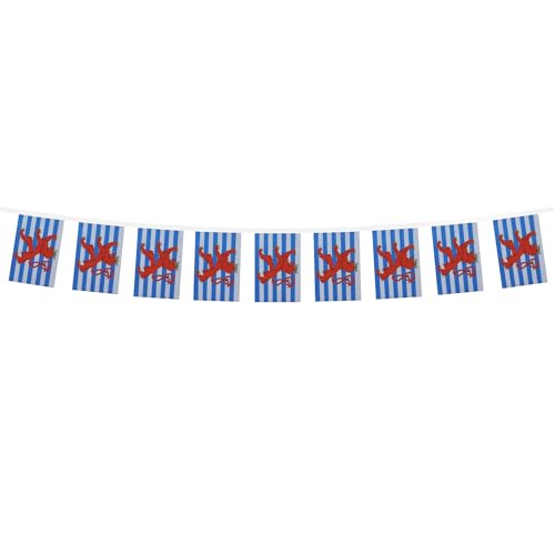 Image of AZ FLAG Luxembourg red lions 6 meters BUNTING Flag 20 flags 9'' x 6'' - Luxembourger coat of arms STRING flags 15 x 21 cm