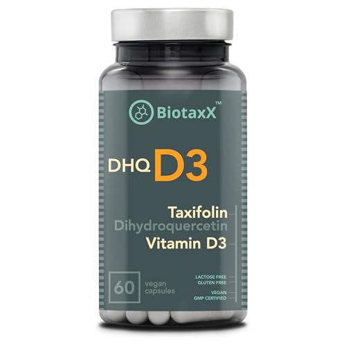 BiotaxX Taxifolin (Dihydroquercetin) + Vitamin D3 530 mg 60 Vegan Capsules Antioxidant & Bone Health Support