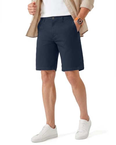 NY Threads Cotton Stretch Khaki Men Casual Chino Shorts, Navy, 38