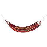HOODANCOS Hamaca de Camping Doble para Exterior y Jardín Lona de Algodón a Rayas con Cierre Tipo Pato Rojo Antideslizante Resistente al Plegable y Portátil para Senderismo y Playa