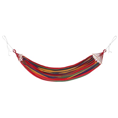 WRITWAA Hamaca de Camping Doble de Lona Rayada Antideslizante con Cierre Tipo Pinza Roja Resistente para Exterior Jardín y Senderismo Tamaño Ancho para Mayor Estabilidad y Portabilidad