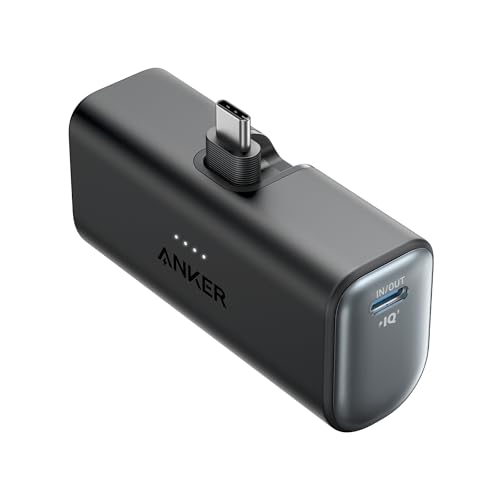Anker Batterie Externe Nano 5000 mAh 22,5 W, Connecteur USB-C Pliable intégré, Compatible avec iPhone 17 Pro Max/16/15, Samsung S22/23, Note20/10, Huawei,...