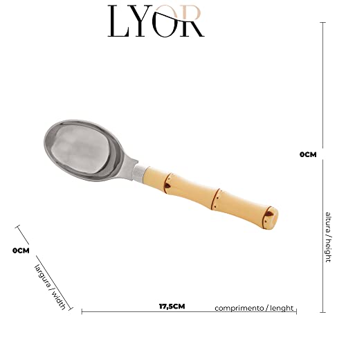 COLHER P/SORVETE DE AÇO INOX C/CABO DE PLÁSTICO BAMBU NATURAL 17,5cm