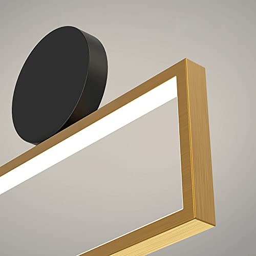 Lámpara colgante rectangular LED de metal dorado para comedor 6