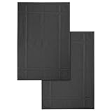 Ample Decor Pack of 2 100% Cotton 1350 GSM Bath Mats 24 x 17 Inches, Quick Dry Banded Border Shower Bathroom Floor Mat, Not Bathroom Rug - Grey, 2 Pack