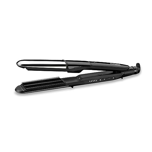 BaByliss Steam Shine Styler, 2-in-1 Steamer Straightener for Effortless Straightening or Light Curls, ST496E