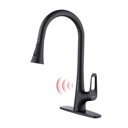 RUVIDA Torneira de cozinha sem toque com pulverizador de puxar para baixo, sensor de movimento de al