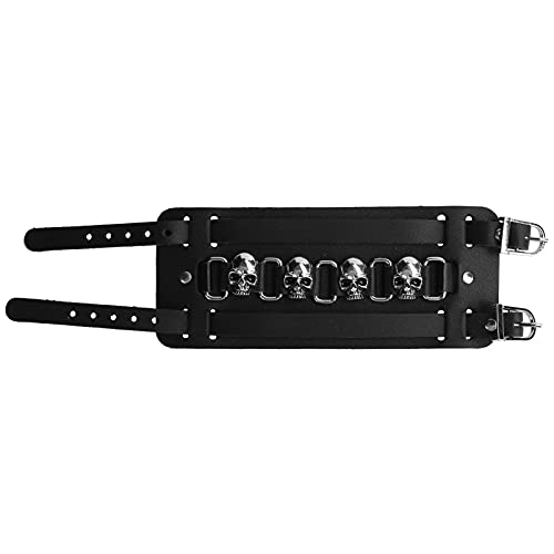 RANNYY Bracelet en Cuir de crâne en métal, Bracelet en Cuir de crâne en métal Bracelet réglable de Style Punk Rock pour Cadeau Cover
