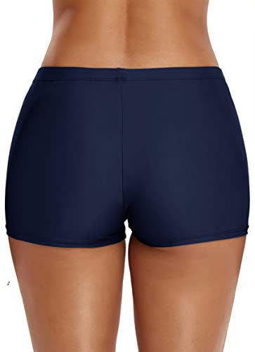 Missvog Boyleg Swim Shorts For Women Upf 50+ Board Shorts Stretchy Tankini Swimsuit Bottom Bathing Suit Bottoms Navy Blue S #TOP3