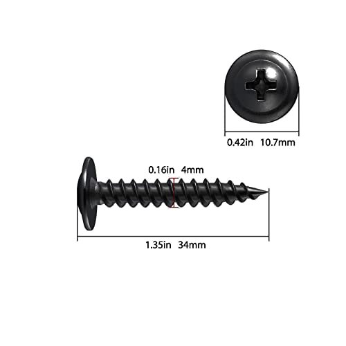 Image of (200 pcs)#8x1-1 /4 inch Black Truss Head Wood Screws Quick Metal Self Tapping Zinc Oxide