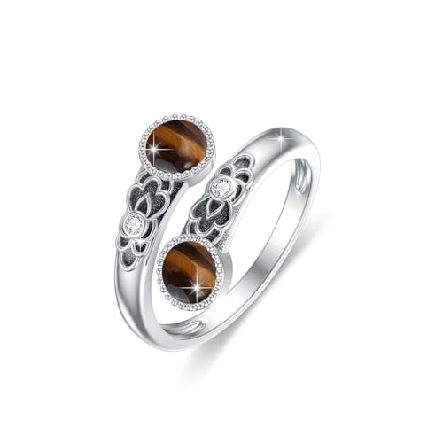Bague œil de tigre ajustable en argent 925 pour en finir avec les erreurs de taille