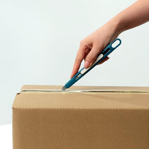 Image of Precision Knife Safety Box Cutter - Self Retractable, Slim, Quick Adjustable Blade Length - Perfect for Trimming, Crafts, Packages and PCB Board Work, ldeal for Cast Vinyl Company (Teal)