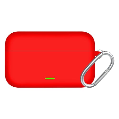 Image of Aniex Silicone Case Cover for realme Buds T500 Pro, Shockproof, Anti-Slip, Dustproof, Scratch Resistant, with Carabiner Hook, Full Body Protection (New Red)