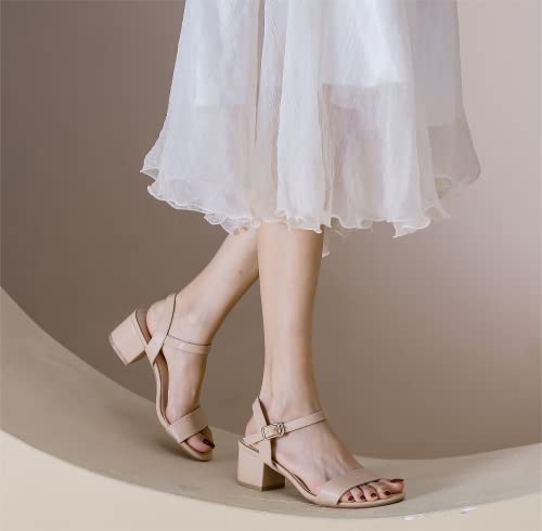 kkdom Women's Open Toe Ankle Strap Glitter Low Block Chunky Heels Sandals Dress Pumps2