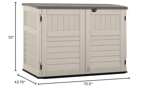 Image of Suncast 5.9' x 3.7' Horizontal Stow-Away Storage Shed, Resin, Hinged Lid