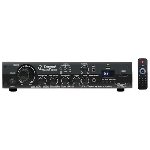 Target TT-BK-AMP 838 Home Theatre Amplifier with HDMI, Bluetooth, Karaoke, FM Radio, Remote Control, LED Display with 350 Watts RMS, Black