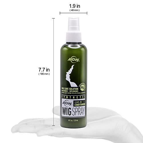 Allday Locks Synthetic Wig Spray | Revitalizes & Refreshes | Cleanses & Extends Lifespan Of Wigs & Hairpieces | Soft & Fresh Leave-In Conditioner, Grape Scent | 8 Oz #TOP2