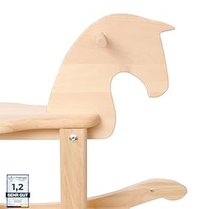 VonDerWelt Schaukelpferd ab 1 Jahr aus Massivholz, Schaukeltier unbehandelt, handgefertigt für Kleinkinder, kinderleichte Montage, das Reitspielzeug für Klein und Groß