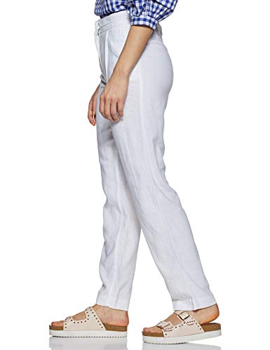 Image of Marks & Spencer Linen Blend Women's Solid High Rise Regular Fit Trouser