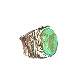 Sz 7.5, Natural Rare High Grade AUSTRALIAN GASPEITE Oval Cabochon, 925 Sterling Silver Band Ring...