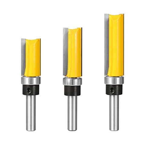 BIGP 3 Stück 8 mm Schaft Bündigfräser mit Kugellager Unten, Oberfräser Nutfräser Holzschneider Holzbearbeitung Fräswerkzeuge Flush Trim Bits (16mm Schnittdurchmesser) Cover