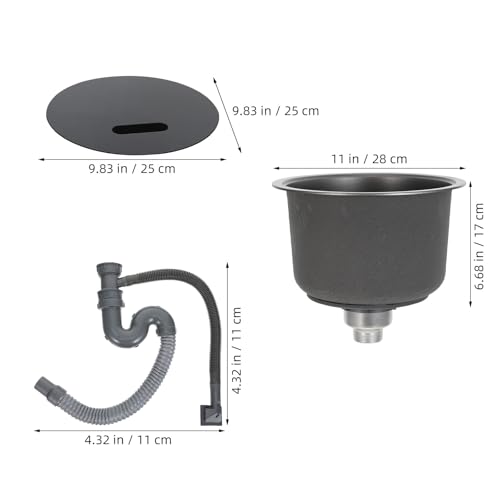 Fregadero mini redondo que evita fugas gracias al kit de desagüe 2