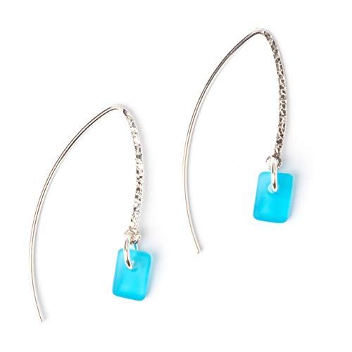 Sea Glass Sweep Earrings (Turquoise) - Sterling Drop Earrings by ...