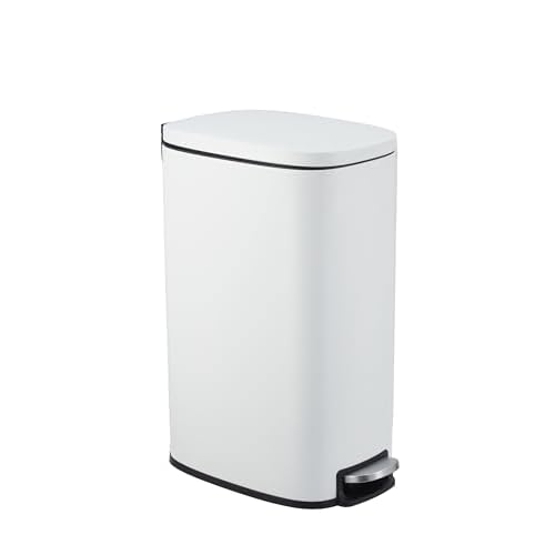 Garvee Slim Kitchen Trash Can 13 Gal, Skinny Stainless Steel Garbage Can with Removable Inner Bucket & Soft Close Lid, Narrow Trash Bin for Bathroom L