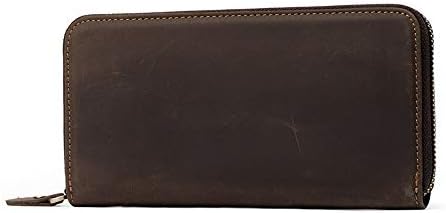 メンズバッグレザー 牛革メンズクラッチ財布クレイジーホースレザーファッションメンズロング財布ジップコインポケット付き 財布メンズ (