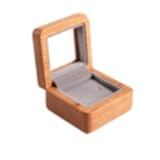 BtcFuプロポーズ用ミニリングボックス シンプル 高級 透明カバーガラス ファッション 小型 ポータブル (チェリー材,シングルリング)