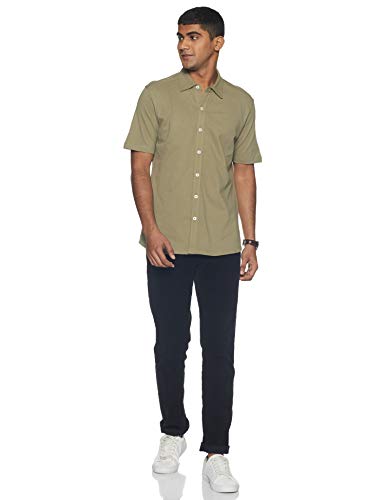 Image of Amazon Brand - House & Shields Men's Solid Slim Casual Shirt (SS20H&SKS-01 Olive 2XL)