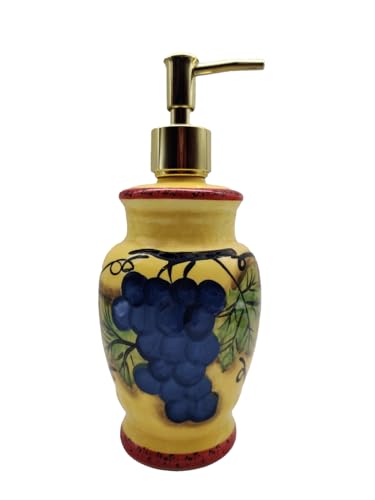 ACK Ceramic Tuscany Sonoma Grape Hand Painted Collection Refillable Soap