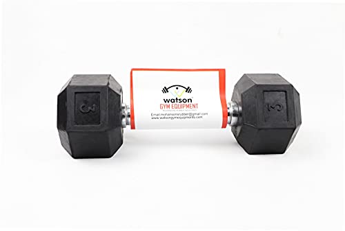 Image of Watson, dummbell set, Rubber Coated Caste Iron Hex Dumbbell, Anti Slip Grip, 3kg Hexagonal Dumbbell Single Pc For Home Gym Professional Strength Training, Weight Lifting, Workout