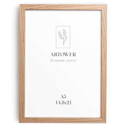 Artower® Bilderrahmen für DIN A5 15 x 21 cm Natur Holz Eiche Dünner Rahmen | Dokumentrahmen Zertifikatrahmen | Picture Frame 14,8 x 21cm | Holzrahmen Holz-Bilderrahmen | Holzbilderrahmen Echtholz