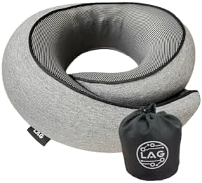 LAG Neck Travel Pillow | Memory Foam Neck Pillow for Comfort on Airplane | Compact and Ergonomic Design for Travel