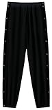 Chrisuno Mens Sweat Pants with Pockets Men Athletic Pants Post Surgery Tearaway Baggy Side Snap Open Bottom Sweatpants Solid Black 2XL