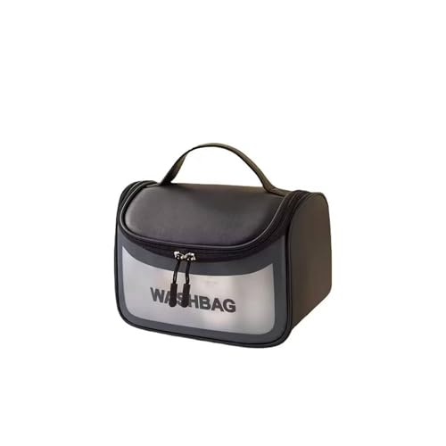 Necessaire Transparente de Viagem – Bolsa Organizadora Impermeável com Zíper Reforçado para Maquiagem, Cosméticos e Higiene Pessoal (Preto)