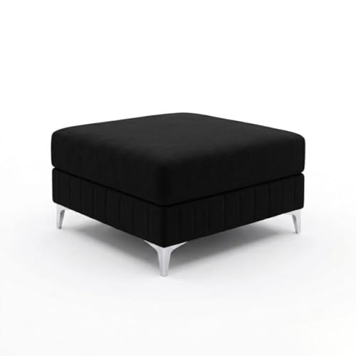 Image of Amelia Rich 5 Seater L Shape Sofa Set with Movable Ottoman | Flexible Layout | Spacious Soft Touch Seating | Modern Sofa for Living Room (Black)